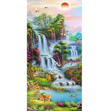 Lade das Bild in den Galerie-Viewer, Wasserfall - volle runde Diamant-Malerei - 85x45cm