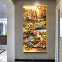 Lade das Bild in den Galerie-Viewer, Dorf - volle runde Diamant-Malerei - 85x45cm