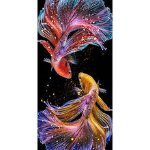 Lade das Bild in den Galerie-Viewer, Bunte Fische - voller runder Diamant - 45x85cm