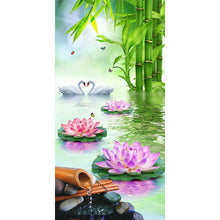 Lade das Bild in den Galerie-Viewer, Lotus Schwan - volle Runde Diamant-Malerei - 85x45cm