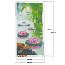 Lade das Bild in den Galerie-Viewer, Lotus Schwan - volle Runde Diamant-Malerei - 85x45cm