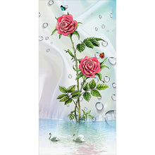 Lade das Bild in den Galerie-Viewer, Blume und Schwäne - volle Runde Diamant-Malerei - 85x45cm