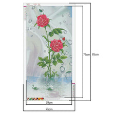 Lade das Bild in den Galerie-Viewer, Blume und Schwäne - volle Runde Diamant-Malerei - 85x45cm