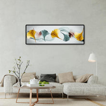 Lade das Bild in den Galerie-Viewer, Eine Reihe Ginkgo Blatt - voller runder Diamant - 80x30cm