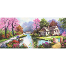 Lade das Bild in den Galerie-Viewer, Frühling Dorf Landschaft - voller runder Diamant - 100x50cm