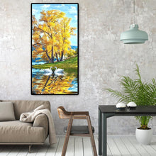 Lade das Bild in den Galerie-Viewer, Schwanensee - voller runder Diamant - 45x85cm