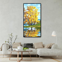 Lade das Bild in den Galerie-Viewer, Schwanensee - voller runder Diamant - 45x85cm