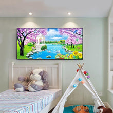 Lade das Bild in den Galerie-Viewer, Schwanensee - voller runder Diamant - 100x50cm
