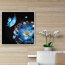 Lade das Bild in den Galerie-Viewer, Blumenschmetterling - voller runder Diamant - 40x40cm
