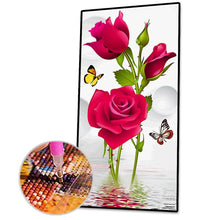Lade das Bild in den Galerie-Viewer, Rose Schmetterlinge - voller runder Diamant - 45x85cm