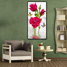 Lade das Bild in den Galerie-Viewer, Rose Schmetterlinge - voller runder Diamant - 45x85cm