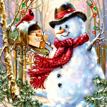 Lade das Bild in den Galerie-Viewer, Weihnachten Schneemann - voller runder Diamant - 30x30cm