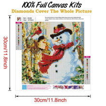 Lade das Bild in den Galerie-Viewer, Weihnachten Schneemann - voller runder Diamant - 30x30cm