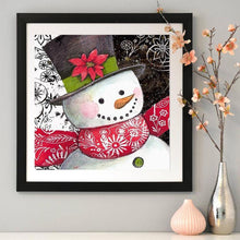 Lade das Bild in den Galerie-Viewer, Weihnachten Schneemann - voller runder Diamant - 30x30cm