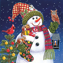 Lade das Bild in den Galerie-Viewer, Weihnachten Schneemann - voller runder Diamant - 30x30cm