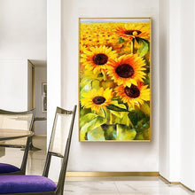 Lade das Bild in den Galerie-Viewer, Sonnenblumen - voller runder Diamant - 45x85cm