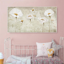 Lade das Bild in den Galerie-Viewer, Weiße Blumen - voller runder Diamant - 100x50cm