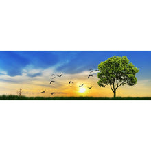 Lade das Bild in den Galerie-Viewer, Baum mit Sonnenaufgang - voller runder Diamant - 80x30cm