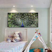 Lade das Bild in den Galerie-Viewer, Pfau - voller runder Diamant - 100x50cm