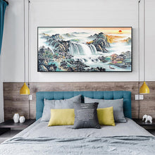 Lade das Bild in den Galerie-Viewer, Sonnenaufgangsansicht - voller runder Diamant - 100x50cm