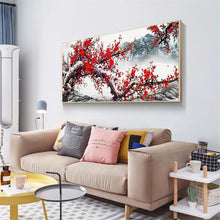 Lade das Bild in den Galerie-Viewer, Pflaumenblüte - voller runder Diamant - 100x50cm
