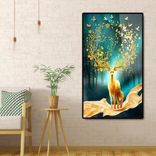 Lade das Bild in den Galerie-Viewer, Lucky Hirsch - voller runder Diamant - 45x85cm