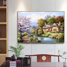 Lade das Bild in den Galerie-Viewer, Dorf Landschaft Landschaft - voller quadratischer Diamant - 50x40cm