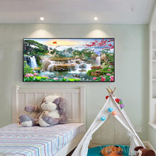 Lade das Bild in den Galerie-Viewer, Wasserfallgarten - voller runder Diamant - 100x40cm