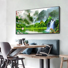 Lade das Bild in den Galerie-Viewer, Wasserfallgarten - voller runder Diamant - 100x40cm