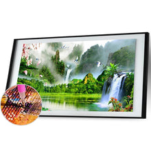 Lade das Bild in den Galerie-Viewer, Wasserfallgarten - voller runder Diamant - 100x40cm