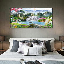 Lade das Bild in den Galerie-Viewer, Wasserfallgarten - voller runder Diamant - 100x40cm