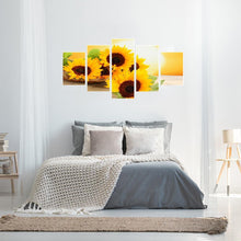 Lade das Bild in den Galerie-Viewer, Sonnenblume 5 Panel - voller runder Diamant - 95x45cm