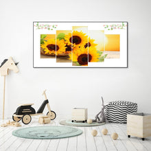 Lade das Bild in den Galerie-Viewer, Sonnenblume 5 Panel - voller runder Diamant - 95x45cm