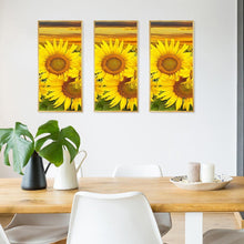Lade das Bild in den Galerie-Viewer, Sonnenblume 3 Panel - voller runder Diamant - 45x70cm