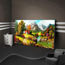 Lade das Bild in den Galerie-Viewer, Ruhiges Dorf - voller runder Diamant - 100x50cm