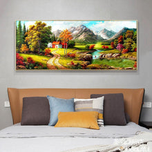 Lade das Bild in den Galerie-Viewer, Ruhiges Dorf - voller runder Diamant - 100x50cm