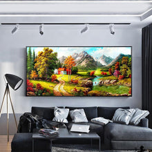 Lade das Bild in den Galerie-Viewer, Ruhiges Dorf - voller runder Diamant - 100x50cm