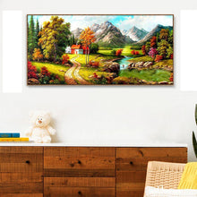 Lade das Bild in den Galerie-Viewer, Ruhiges Dorf - voller runder Diamant - 100x50cm
