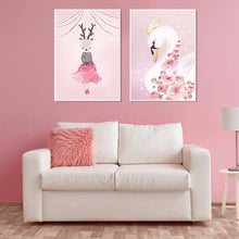 Lade das Bild in den Galerie-Viewer, Hirsch eisern und Gänse - voller runder Diamant - 60x40cm