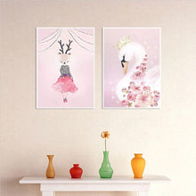 Lade das Bild in den Galerie-Viewer, Hirsch eisern und Gänse - voller runder Diamant - 60x40cm