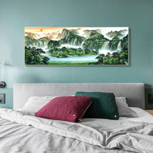 Lade das Bild in den Galerie-Viewer, Berge und Flüsse - voller runder Diamant - 100x50cm