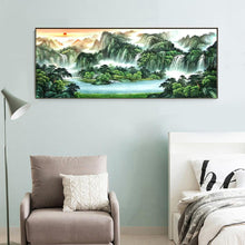 Lade das Bild in den Galerie-Viewer, Berge und Flüsse - voller runder Diamant - 100x50cm