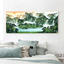 Lade das Bild in den Galerie-Viewer, Berge und Flüsse - voller runder Diamant - 100x50cm