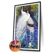 Lade das Bild in den Galerie-Viewer, Weiße Pfau - voller runder Diamant - 45x85cm