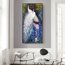 Lade das Bild in den Galerie-Viewer, Weiße Pfau - voller runder Diamant - 45x85cm