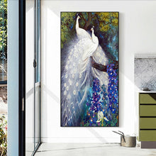 Lade das Bild in den Galerie-Viewer, Weiße Pfau - voller runder Diamant - 45x85cm