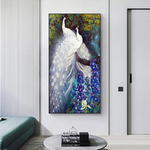 Lade das Bild in den Galerie-Viewer, Weiße Pfau - voller runder Diamant - 45x85cm