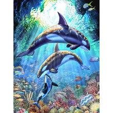 Lade das Bild in den Galerie-Viewer, Delphin - voller quadratischer Diamant - 40x50cm
