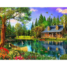 Lade das Bild in den Galerie-Viewer, Malerische Seehaus - voller quadratischer Diamant - 50x40cm