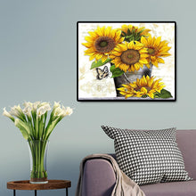 Lade das Bild in den Galerie-Viewer, Sonnenblume - teilweise quadratischer Diamant - 50x40cm